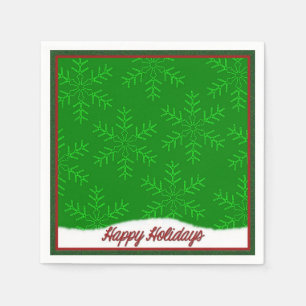 Holiday Snowflakes Green Christmas Napkins Serviette