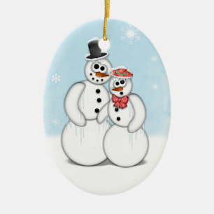 Holiday Snowman Keramik Ornament