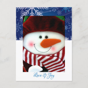 Holiday Snowman Liebe Joy Snowflakes Postkarte