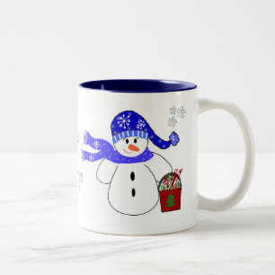 Holiday Snowman mit Süßigkeiten Zweifarbige Tasse