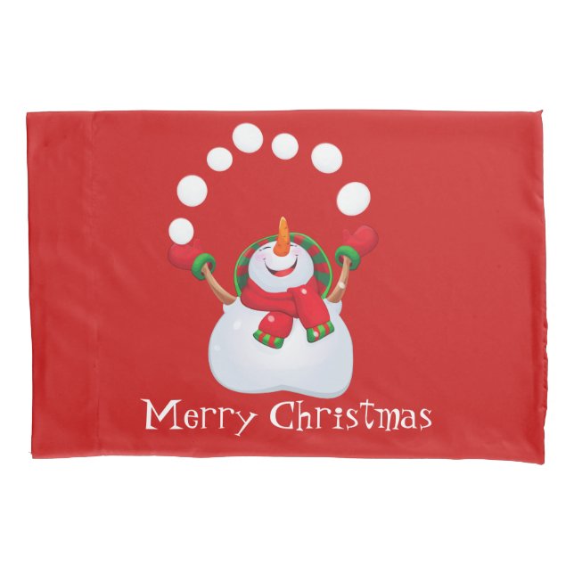 Holiday Snowman Pillowcase Kissenbezug (Vorderseite)