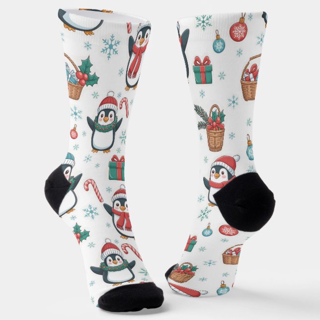 Holiday Socks with Christmas Penguins, Snowflakes Socken (Gewinkelt)