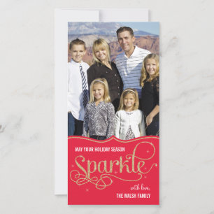 Holiday Sparkle Holiday Foto Card - Rot Feiertagskarte