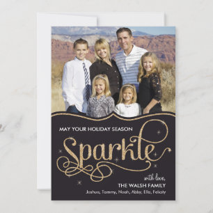 Holiday Sparkle Holiday Foto Cards - Schwarz Feiertagskarte