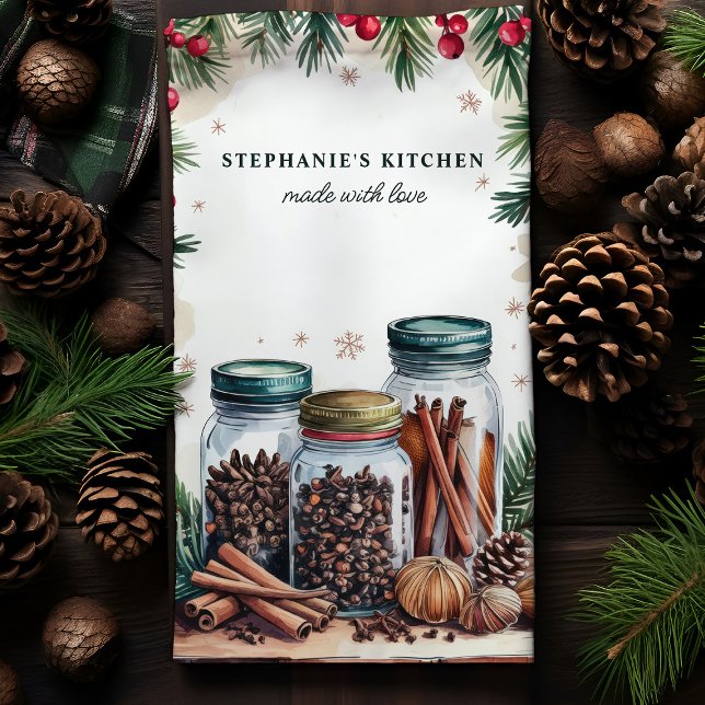 Holiday Spice Jars Personalisiert Weihnachten Geschirrtuch (Von Creator hochgeladen)