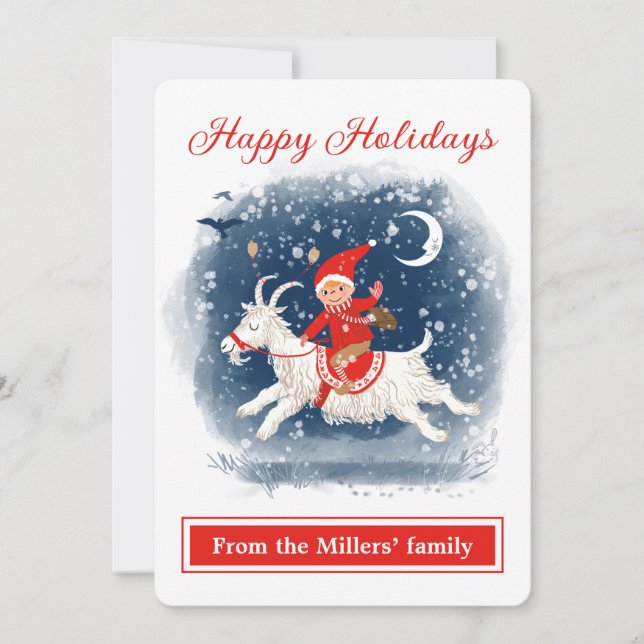 Holiday spirit fun goat ride in der schneegrüße (Vorderseite)