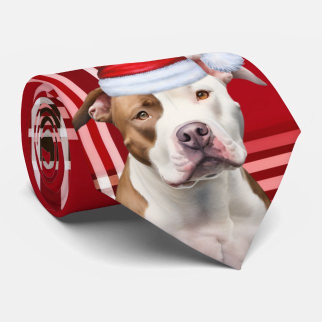 Holiday Staffordshire Terrier Karierte Weihnachten Krawatte (Gerollt)