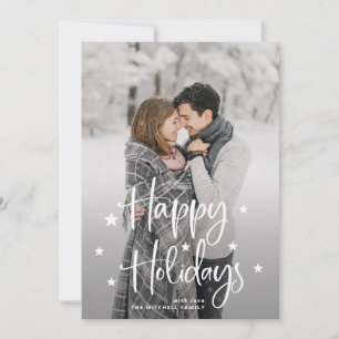 Holiday Stars Handgeschriebenes Skript und Fotok Feiertagskarte