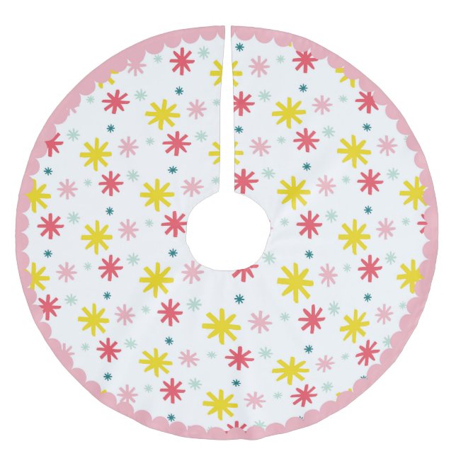 Holiday Stars Tree Skirt Polyester Weihnachtsbaumdecke (Vorderseite)