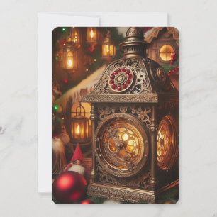 Holiday Steampunk Verziert Santa's Lantern Feiertagskarte