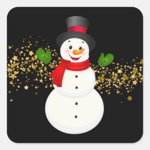 Holiday Stickers-Snowman Quadratischer Aufkleber