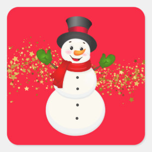 Holiday Stickers-Snowman Quadratischer Aufkleber