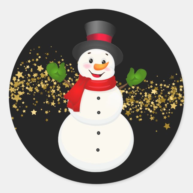 Holiday Stickers-Snowman Runder Aufkleber (Vorderseite)