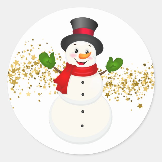 Holiday Stickers-Snowman Runder Aufkleber (Vorderseite)