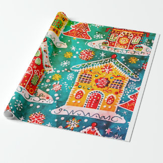 Holiday Stoff mit Inginger Brothaus und Snowflake Geschenkpapier