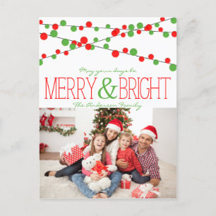 Holiday String Lights Merry Bright Postkarte