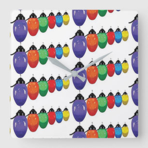 "HOLIDAY STRING OF LIGHTS" CHRISTMAS CLOCK QUADRATISCHE WANDUHR