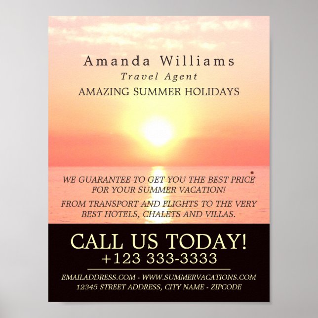 Holiday Sunset, Travel Agent Werbung Poster (Vorne)