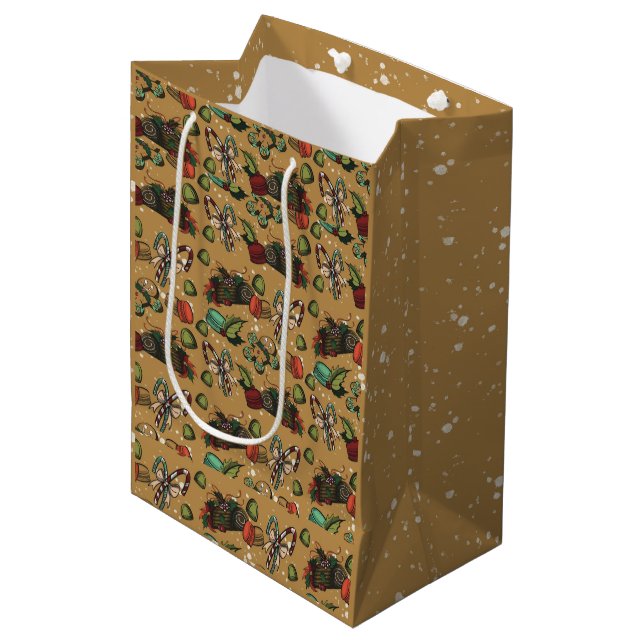 Holiday Sweets- Coco (Color) Medium Gift Bag Mittlere Geschenktüte (Vorderseite Schrägansicht)