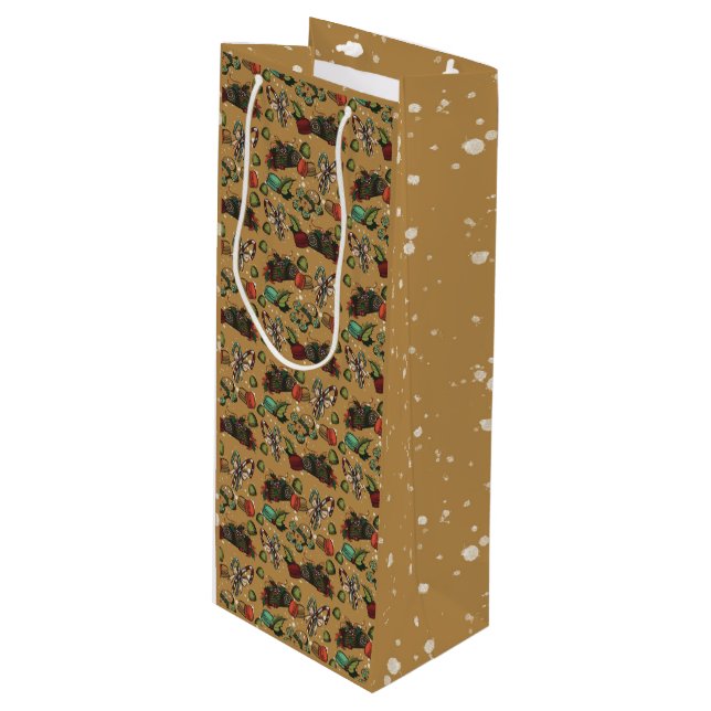 Holiday Sweets- Coco (Color) Wine Bag Geschenktüte Für Weinflaschen (Vorderseite Schrägansicht)