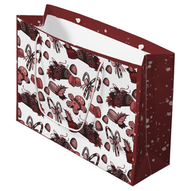 Holiday Sweets- Peppermint (Solid) Große Geschenktüte (Vorderseite Schrägansicht)