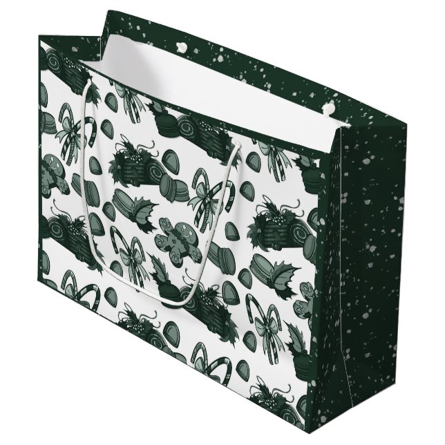 Holiday Sweets- Pine (Solid) Große Geschenktüte (Vorderseite Schrägansicht)