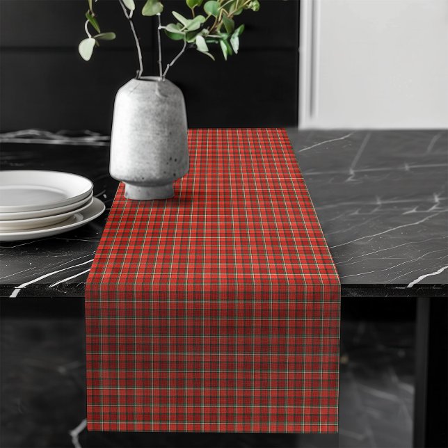 Holiday Table Runner in Red Green Kariert Design Großer Tischläufer (Holiday Table Runner in Red Green Plaid Design)