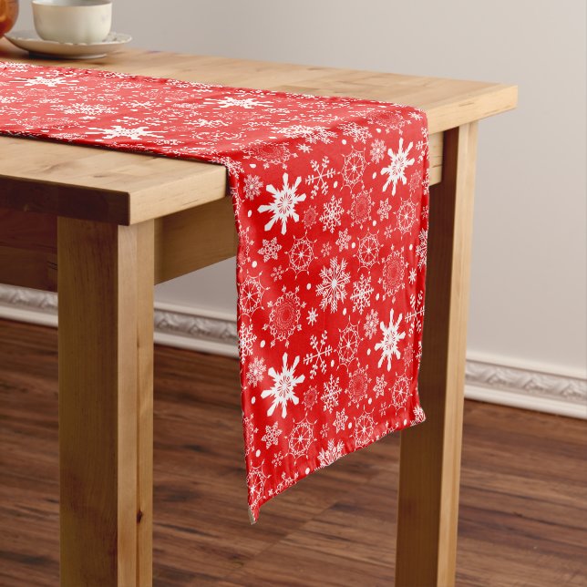 Holiday Table Runner Red Snowflake Kurz Kurz Ta Großer Tischläufer (Beispiel)