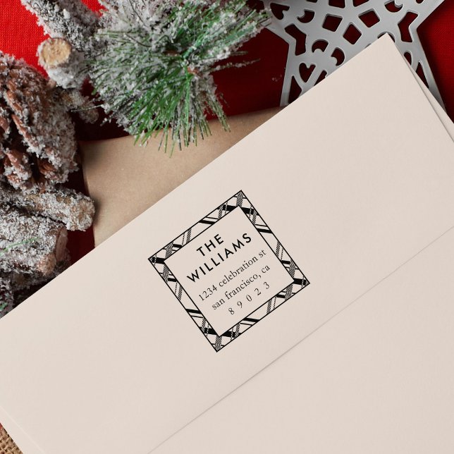 Holiday Tartan Karierte Rücksendeadresse Gummistempel (Von Creator hochgeladen)