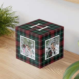 Holiday Tartan Monogram Foto Cube Würfel