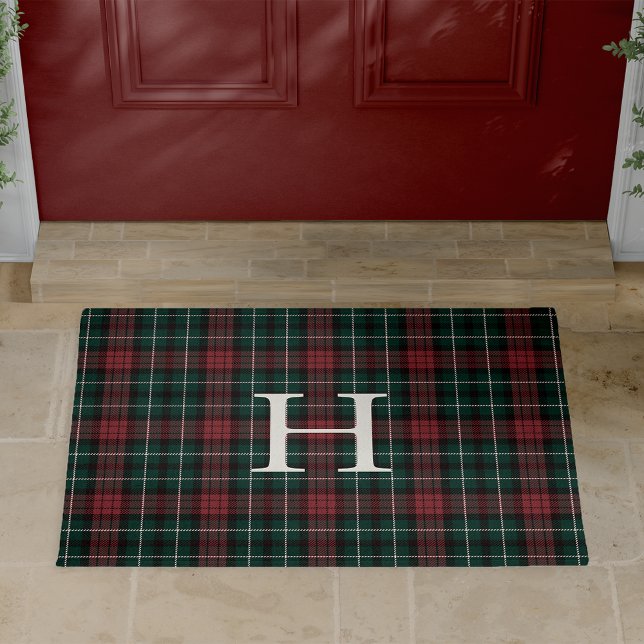 Holiday Tartan Monogram Fußmatte (Von Creator hochgeladen)