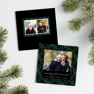 Holiday Tartan Rustic   Plädoyer Square Foto Card Feiertagskarte