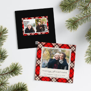 Holiday Tartan   Square Foto Card Feiertagskarte