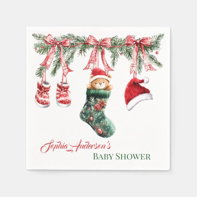 Holiday Teddy Bear Design Serviette (Vorderseite)