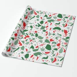 Holiday Terrazzo Rotes grünes Weihnachtsfest Geschenkpapier