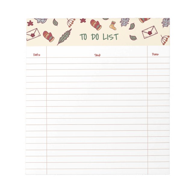 Holiday To-Do List Notepad Notizblock (Vorderseite)
