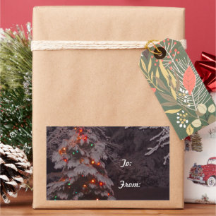 Holiday Tree Lights Winter Wonderland Geschenkstic Rechteckiger Aufkleber