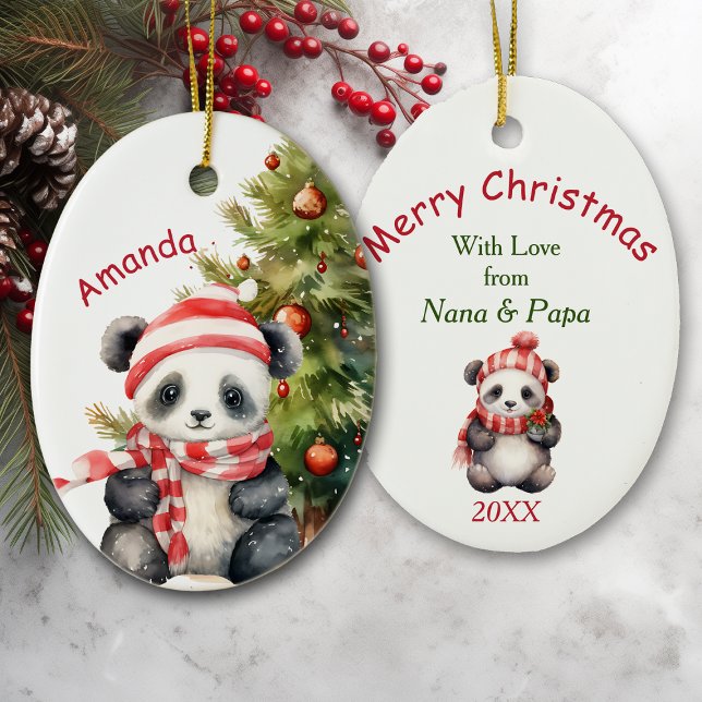 Holiday Tree Panda Bear Grandtochter Keramik Ornament (Von Creator hochgeladen)
