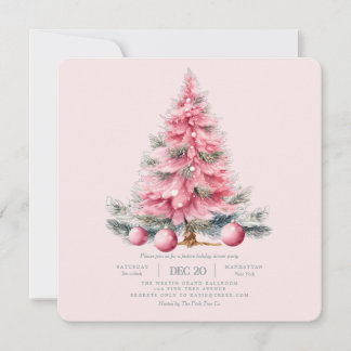 Holiday Tree Pink Abendessen Einladung