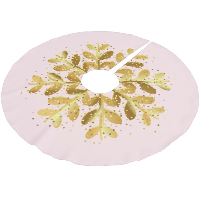 Holiday Tree Skirt Snowflake Polyester Weihnachtsbaumdecke (Schrägansicht)
