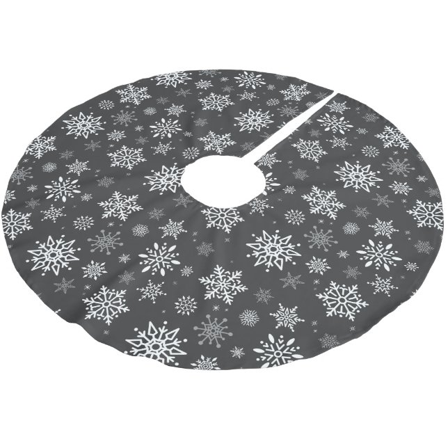 Holiday Tree Skirt Snowflakes Polyester Weihnachtsbaumdecke (Schrägansicht)