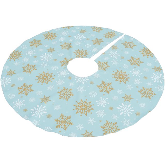 Holiday Tree Skirt Snowflakes Polyester Weihnachtsbaumdecke (Schrägansicht)