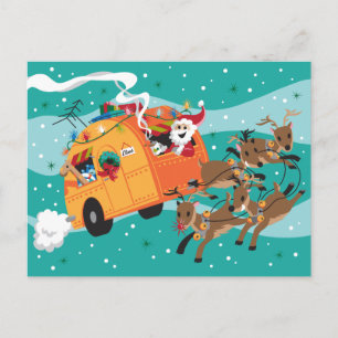 Holiday Trip Retro Christmas Postcard Feiertagspostkarte