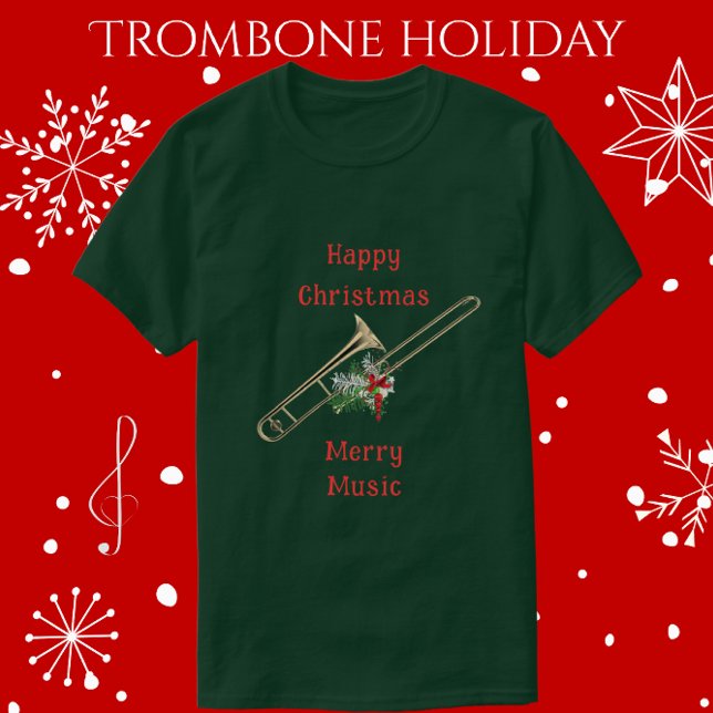 Holiday Trombone Frohe Weihnachten Frohe Musik T-Shirt (Enjoy a Merry Music Holiday.)
