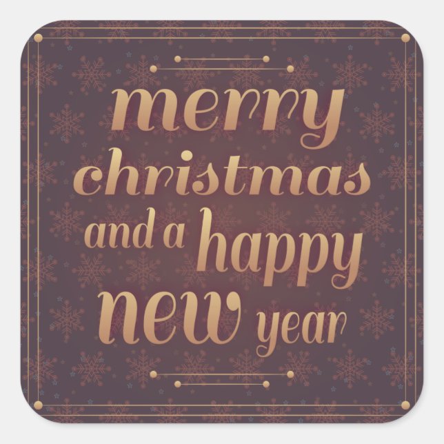 Holiday Typografy trendy Schneeflocke Weihnachten Quadratischer Aufkleber (Vorderseite)