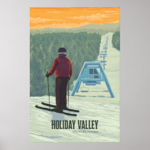 Holiday Valley NY Skigebiet Reiseplakat Poster