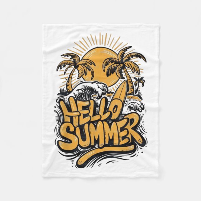 Holiday Vibe Hello Summer Sunshine Beach Bean Fleecedecke (Vorderseite)