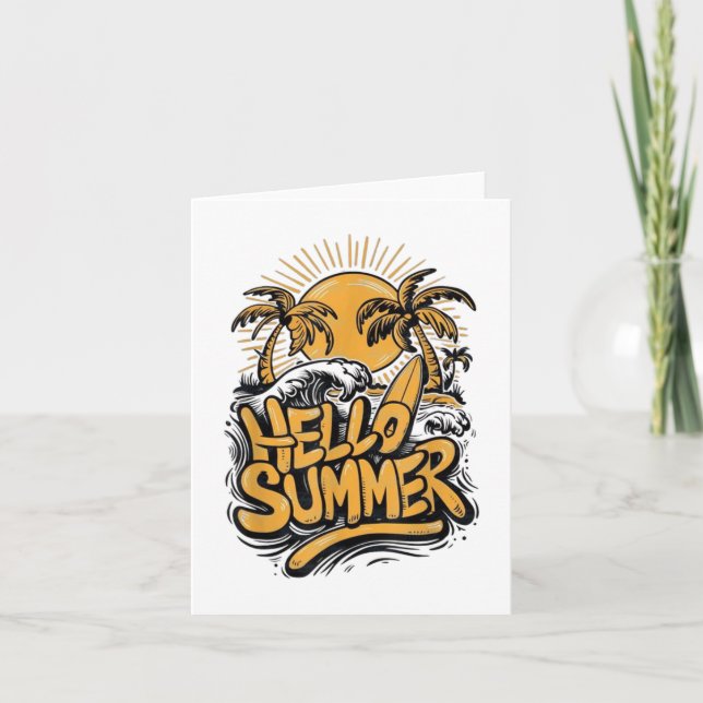 Holiday Vibe Hello Summer Sunshine Beach Bean Karte (Vorderseite)