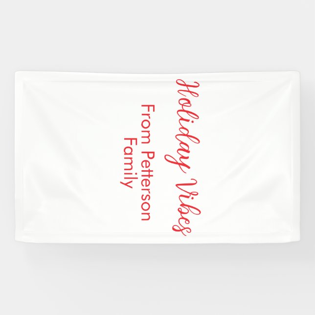 Holiday Vibes red Christmas add family name date b Banner (Horizontal)
