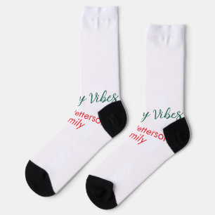 Holiday Vibes red Weihnachten fügen Familiennamen  Socken